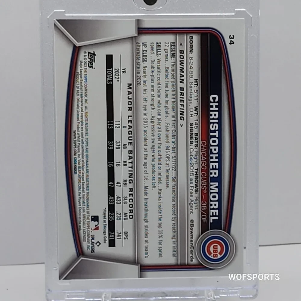 2023 Bowman Fuchsia /299 Christopher Morel #34 Rookie RC Chicago Cubs